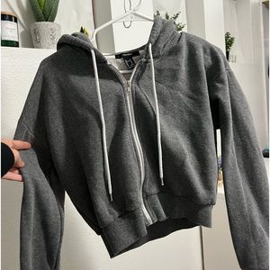 forever 21 cropped grey zip up